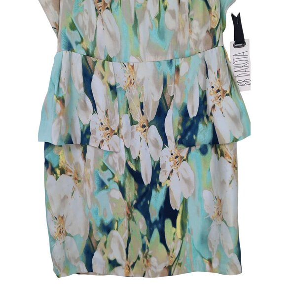 BB Dakota Dress Womens 6 Mint Floral Debralyn Sheath Mini Satin Special Occasion - Picture 6 of 15